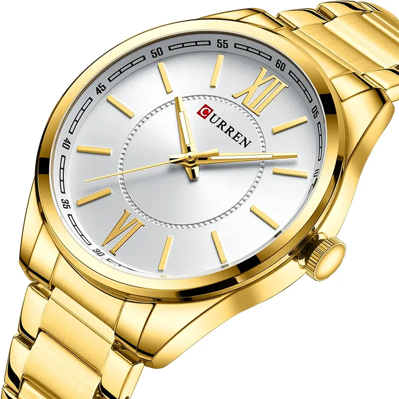 Curren Gold-tone White Dial Men’s Watch | 8423
